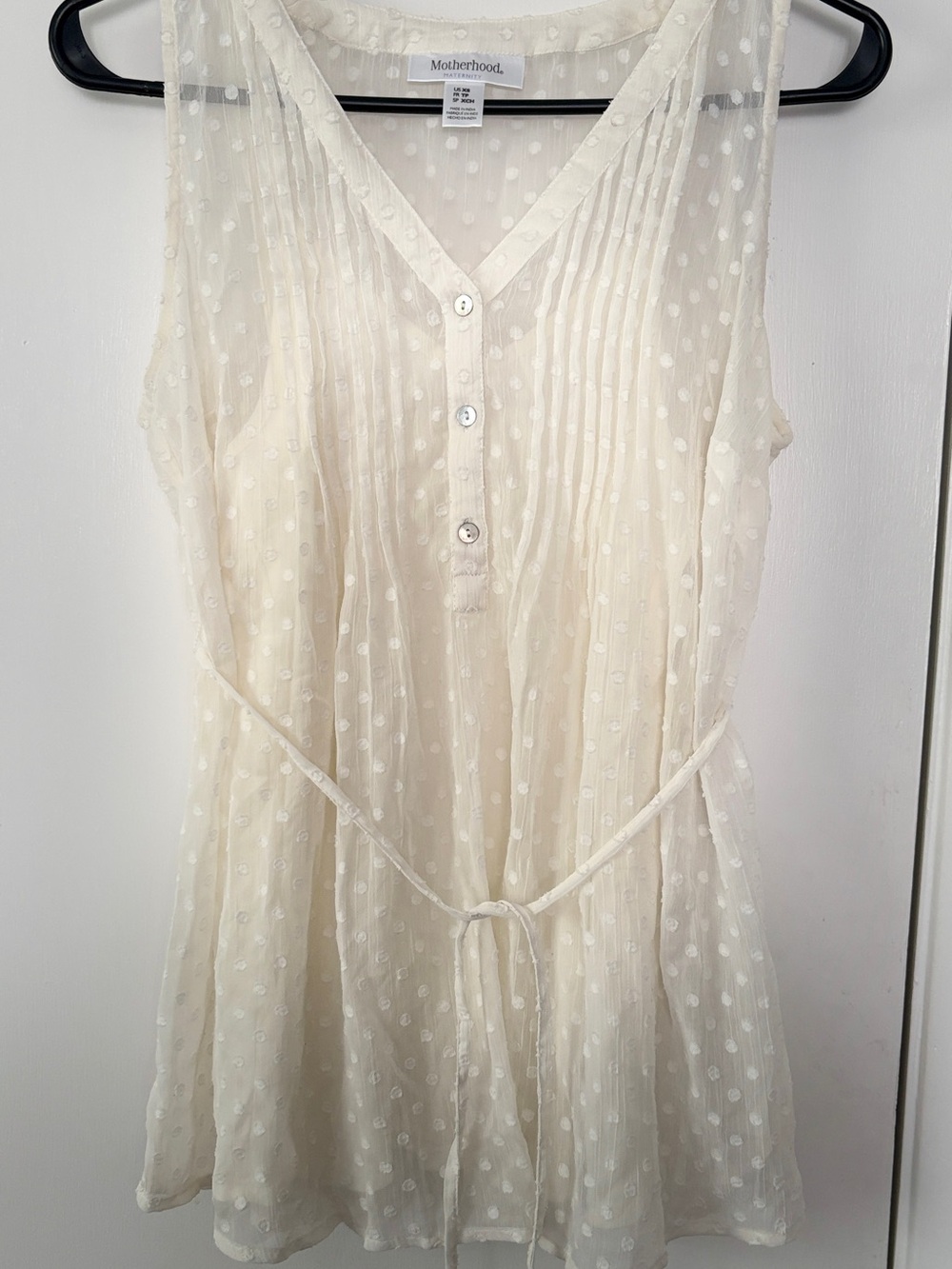 Motherhood Maternity Ivory Swiss Dot Blouse – Size XS